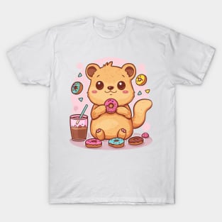 Kawaii Quokka eating doughnut T-Shirt